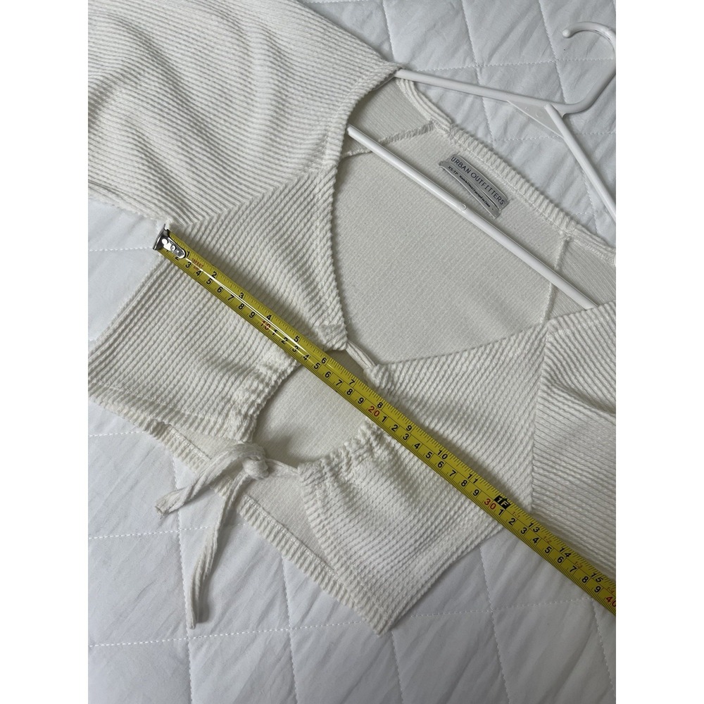 Urban Outfitters Ribbed Cutout Crop Top XS Ivory Beachy Coquette Y2K Romantic - Picture 5 of 8